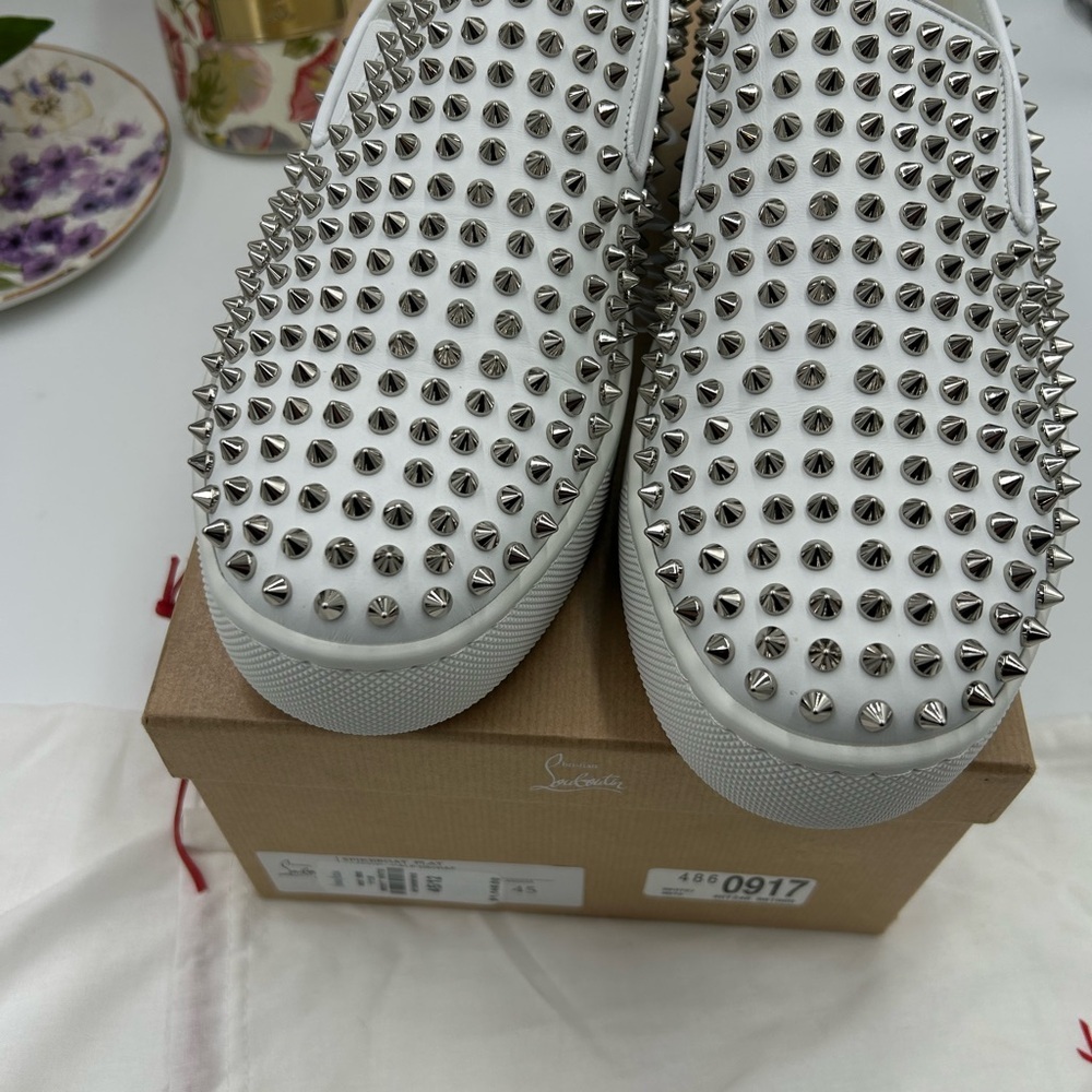 Men's Christian Louboutin roller boat  spiked sneakers size 45 made in Italy - Picture 10 of 11